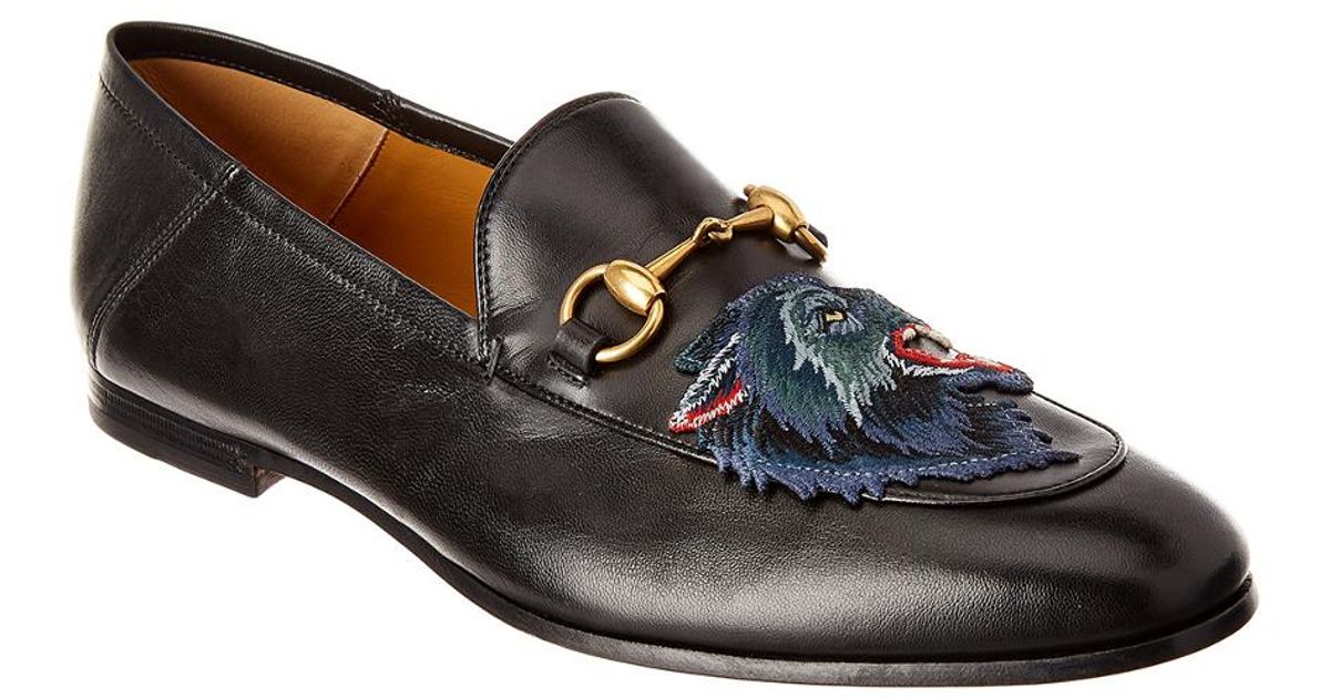 Gucci Brixton Angry Wolf Applique Leather Loafer for Men | Lyst Canada