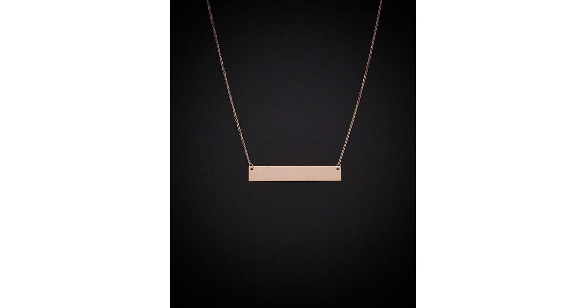 Italian Gold 14k Italian Rose Gold Bar Necklace in Black | Lyst