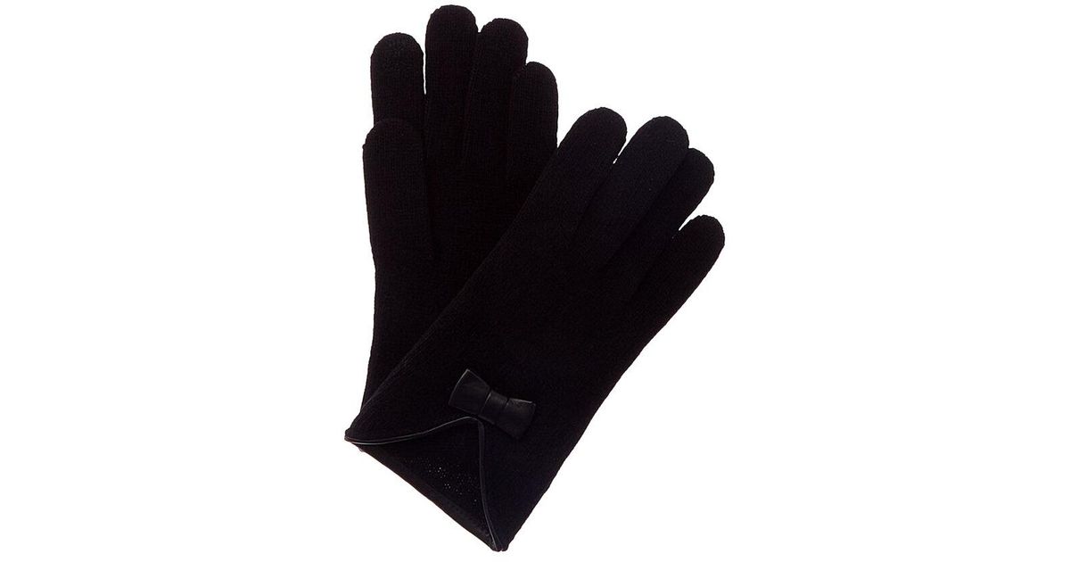 Portolano Leather Bow Cashmere Tech Gloves in Black Lyst UK