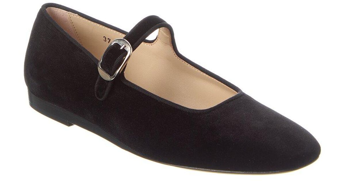 Le Monde Beryl Velvet Mary Jane Flats in Black | Lyst