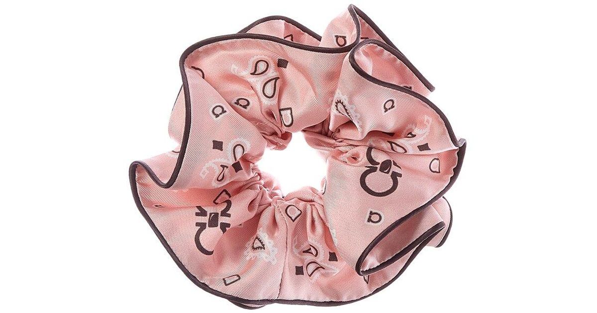 Ferragamo Arabesque Silk Scrunchie in Pink | Lyst UK