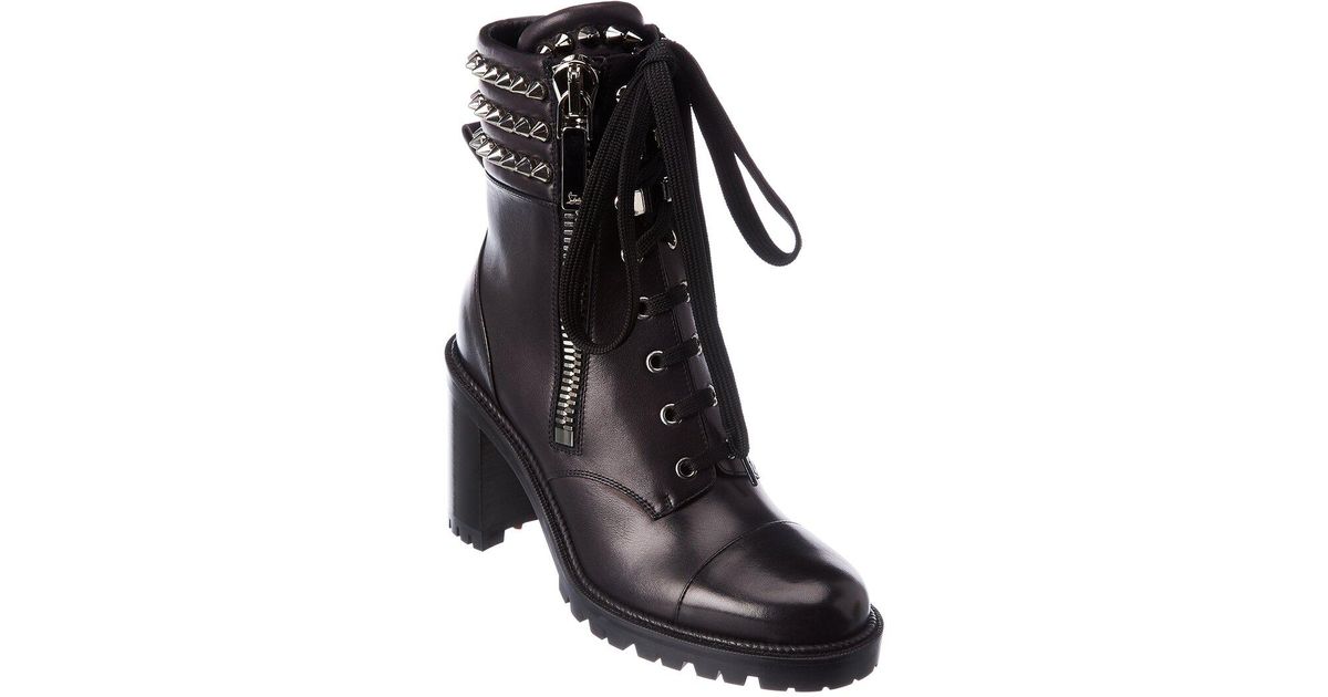 christian louboutin winter spiked leather combat booties