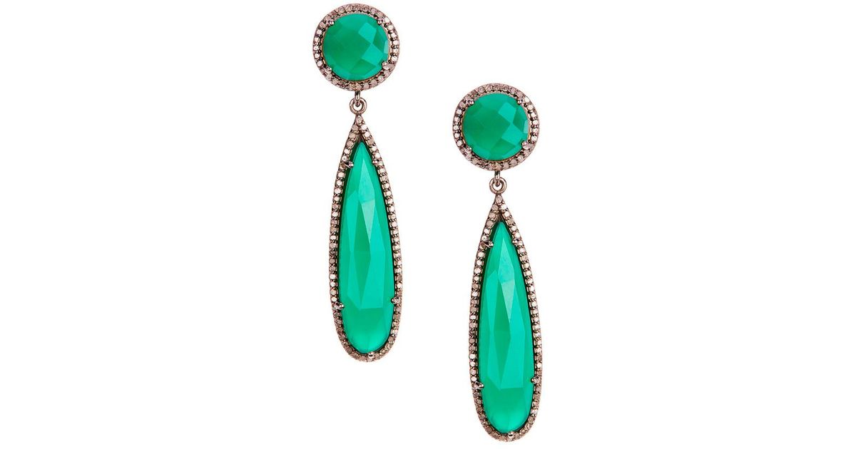 Adornia Green Onyx And Champagne Diamond Gillian Earrings Lyst