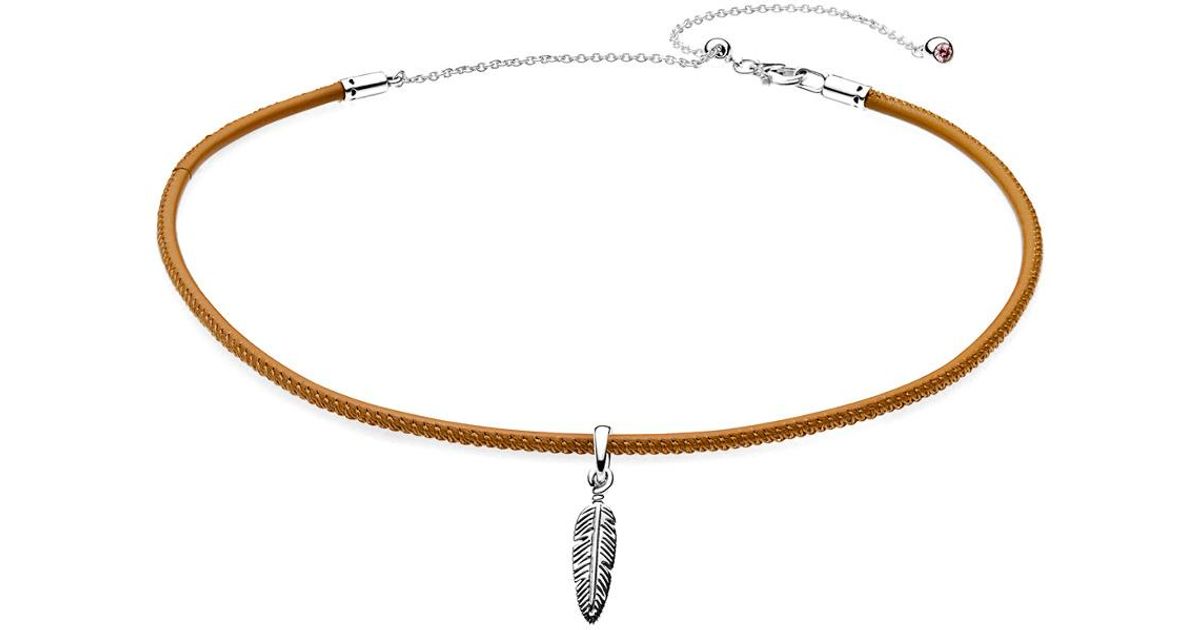 Feather Charm Necklace in Metallic 