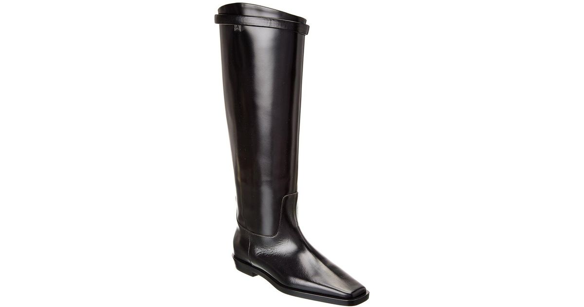 Totême Leather Knee-high Riding Boot in Black | Lyst