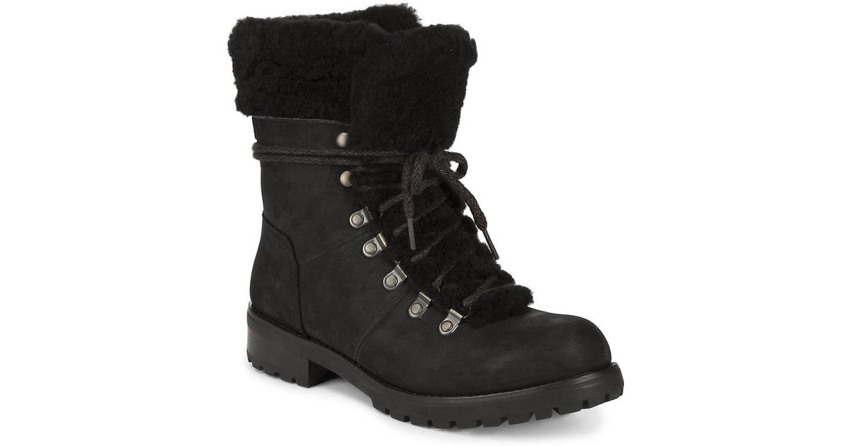 fraser shearling and suede combat booties
