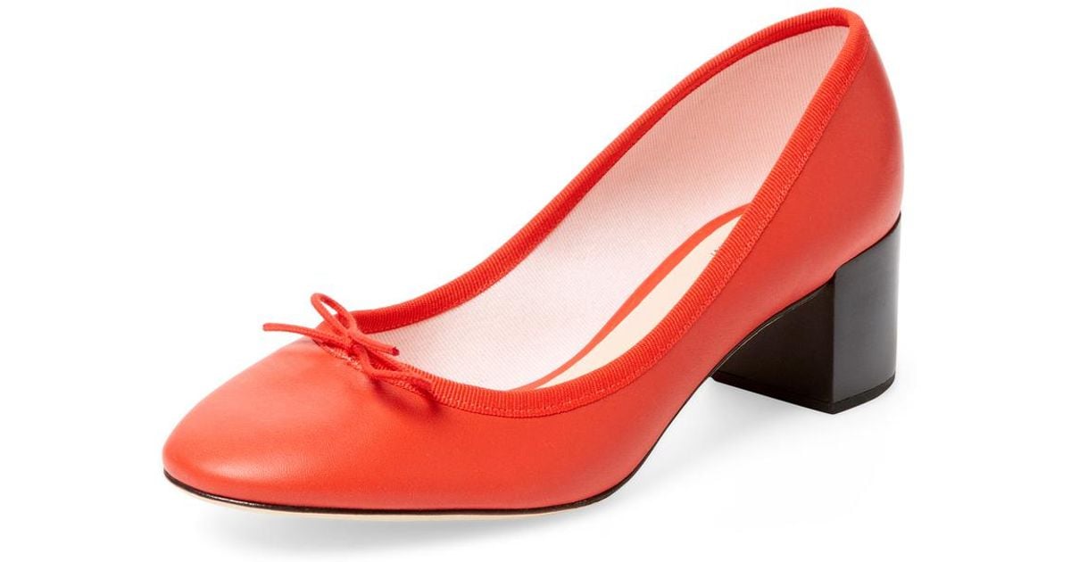 leather block heel pumps