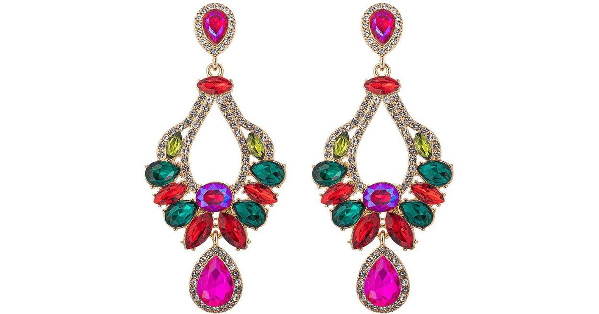 Eye Candy LA The Luxe Collection Crystal Statement Earrings in Pink
