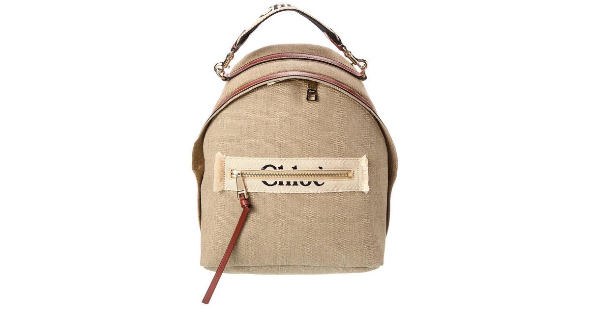 Chloé Canvas Leather Backpack Brown Logo Chlo Canvas Leather Backpack Brown Logo｜Yahoo!フリマ（旧