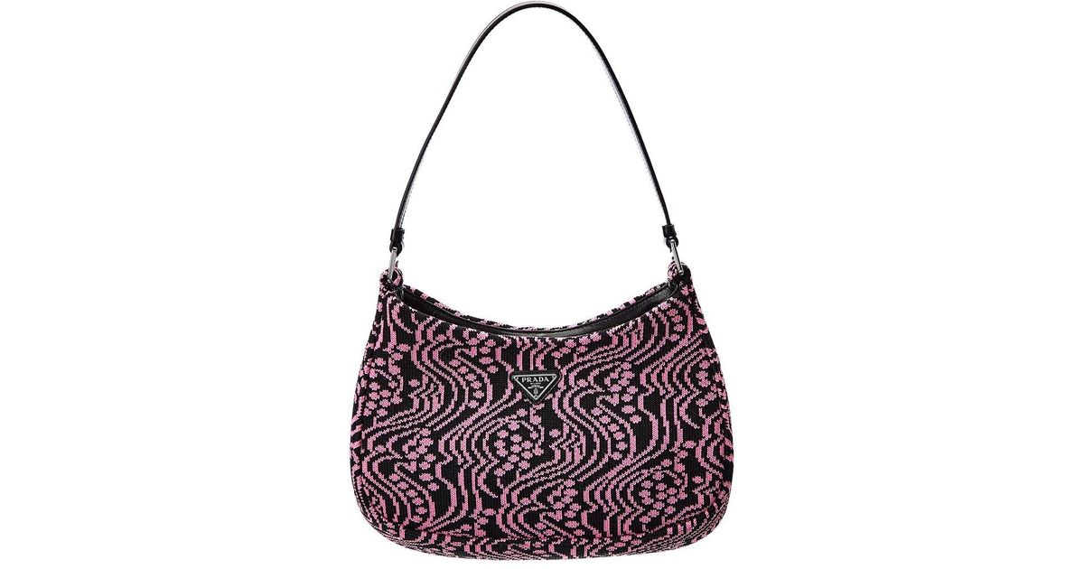 Prada Cleo Jacquard Knit & Leather Shoulder Bag in Pink Lyst