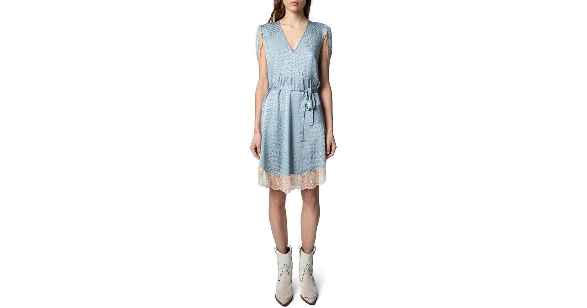 Zadig & Voltaire Raccord Jac Nv 3d Silk Dress in Blue | Lyst