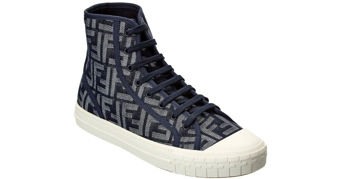 Fendi Domino Ff Canvas High top Sneaker in Blue for Men Lyst