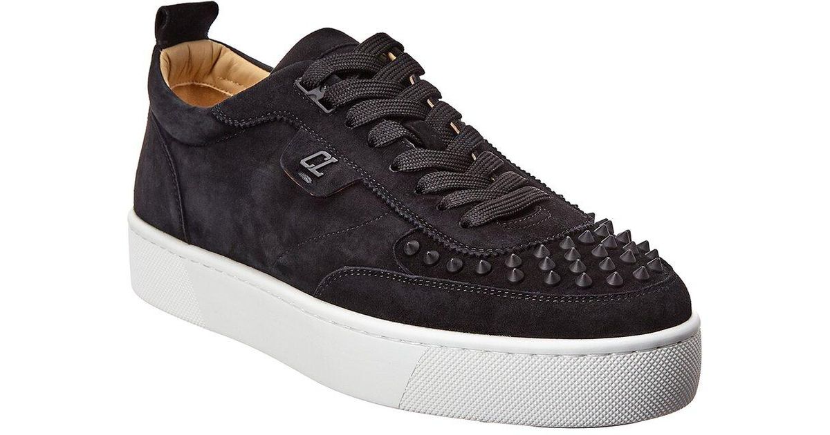 Christian Louboutin Happyrui Spikes Suede Sneaker in Black for Men - Lyst