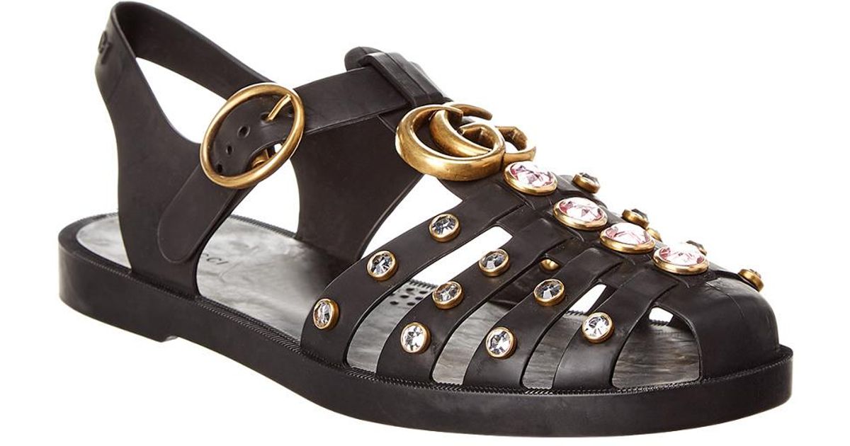 Gucci Crystal Embellished Rubber Sandal 