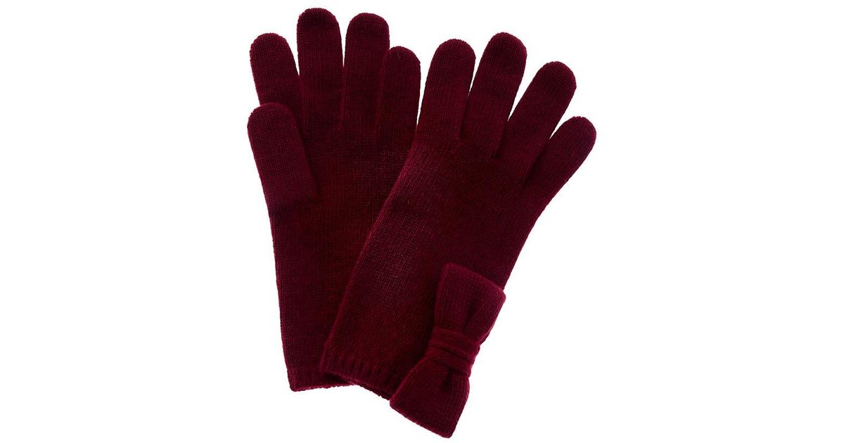Portolano Bow Cashmere Gloves in Red Lyst UK