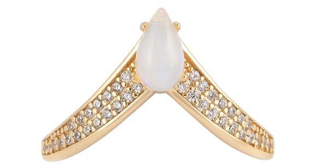 Adornia Fine Jewelry 14k Over Silver 1.00 Ct. Tw. Opal Cz Pointed Ring in Metallic Lyst