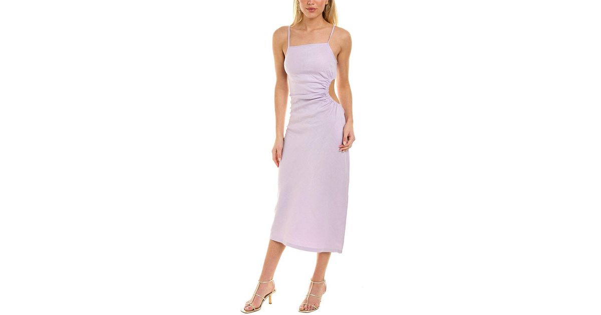 Monrow Linen-blend Slip Dress in Purple | Lyst