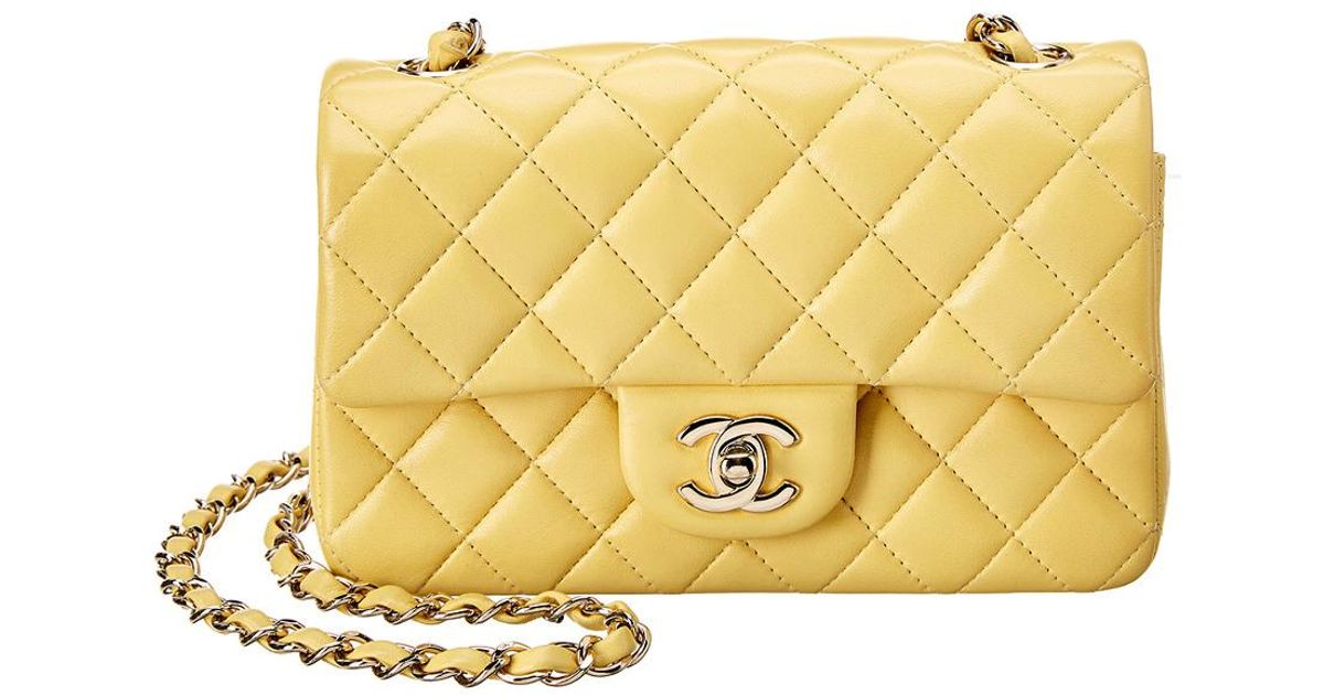 yellow quilted chanel bag