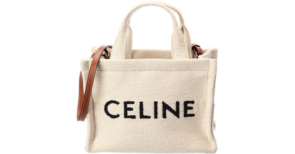 Celine Cabas Thais Small Jacquard Tote in Natural