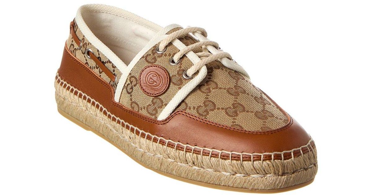 Gucci GG Canvas & Leather Espadrille in Brown for Men | Lyst