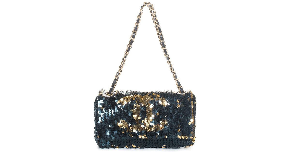Chanel Leather Multicolor Sequins Flap Bag | Lyst