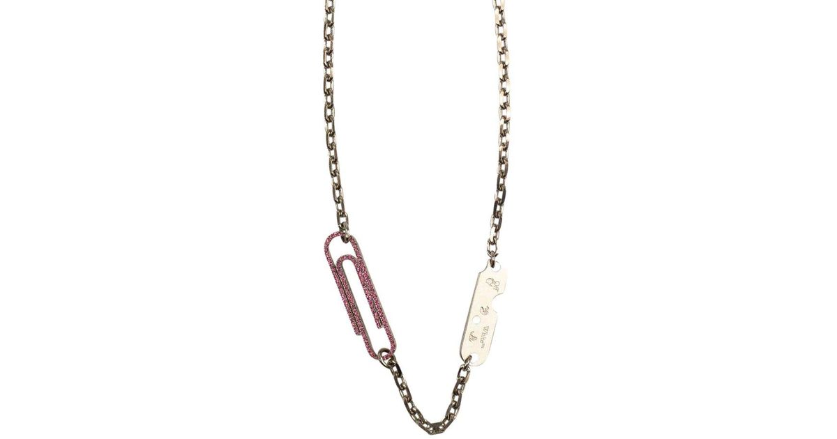OffWhite c/o Virgil Abloh Strass Paperclip Necklace in Metallic Lyst