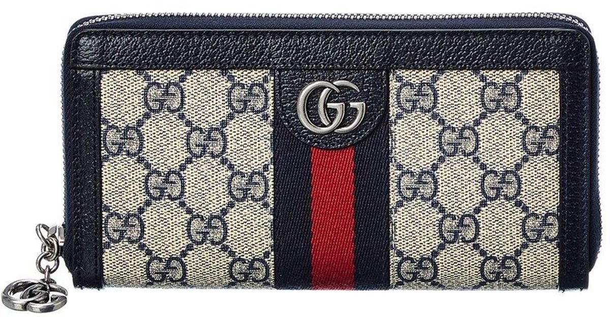 Gucci Ophidia GG Supreme Canvas & Leather Zip Around Wallet in Grey ...