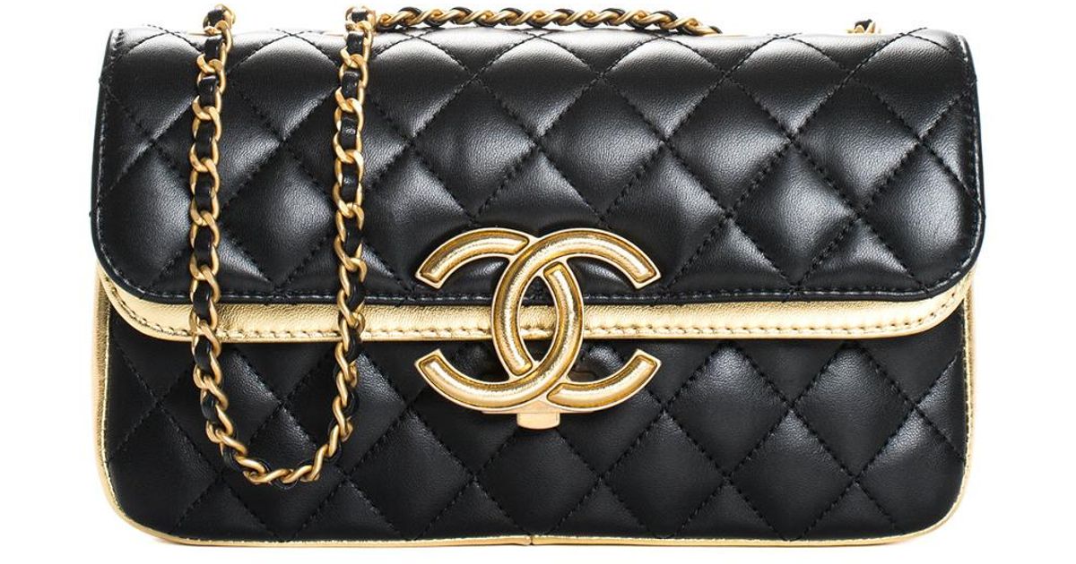CHANEL Black Gold Leather Purse – ReturnStyle
