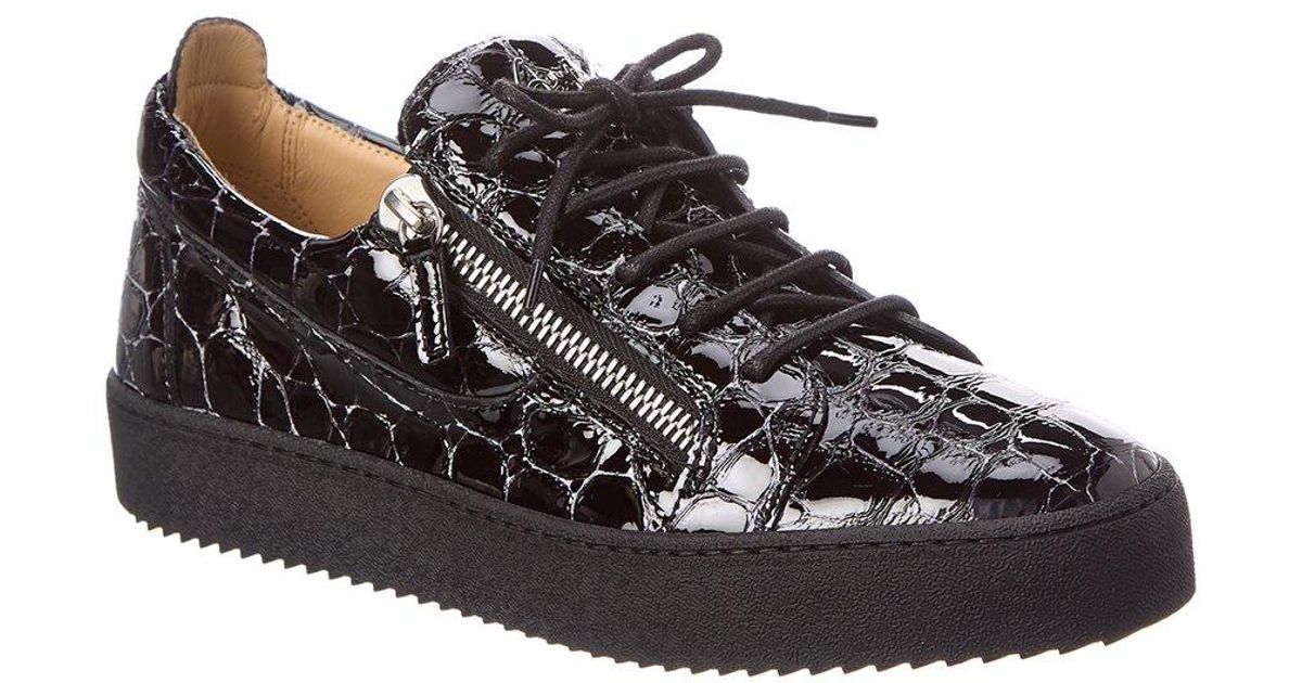 Giuseppe Zanotti Snake embossed Leather Sneaker in Black for