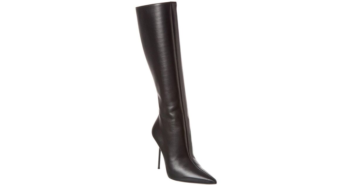 Paris Texas Lidia Leather Knee-high Boot in Black | Lyst