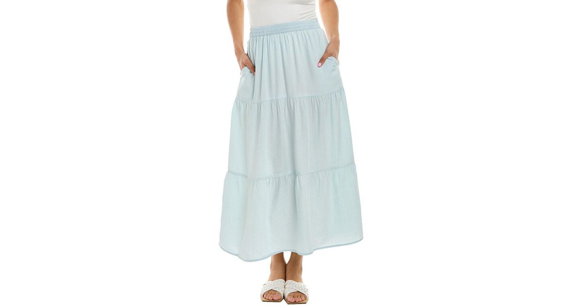 Elan Tiered Maxi Skirt in Blue | Lyst