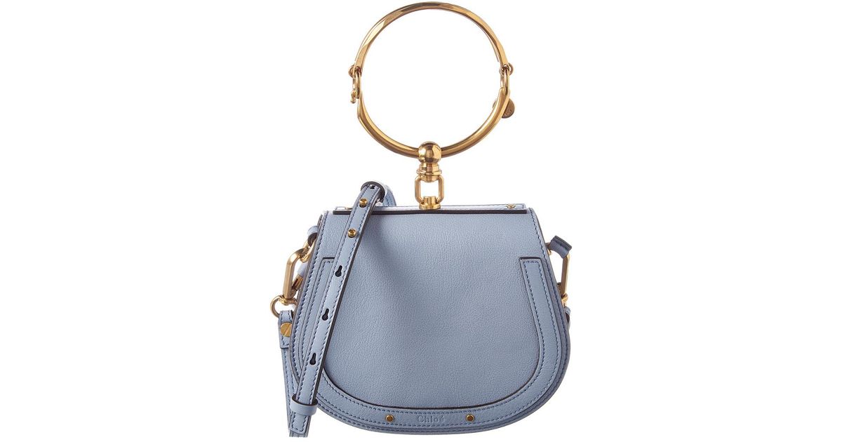 Chloe Nile Bracelet Leather Crossbody Bag Blue - Shop Now