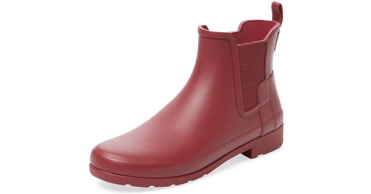 hunter red chelsea boots