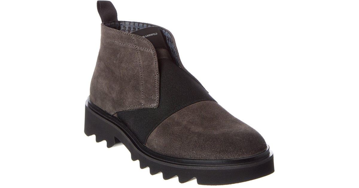 Karl Lagerfeld Laceless Suede Chukka Boot in Grey (Gray) for Men - Lyst