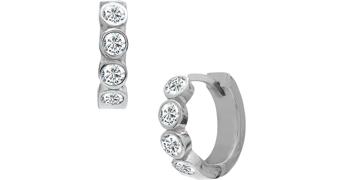 Lyst Gabi Rielle Sterling Silver Mini Baguette Huggie Style Hoop Lyst Gabi Rielle Sterling Silver Mini Baguette Huggie Style Hoop Earrings In Metallic