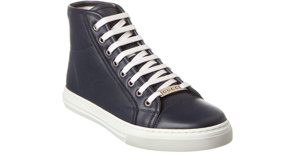 Gucci High-top Leather Sneaker in Blue for Men | Lyst UK