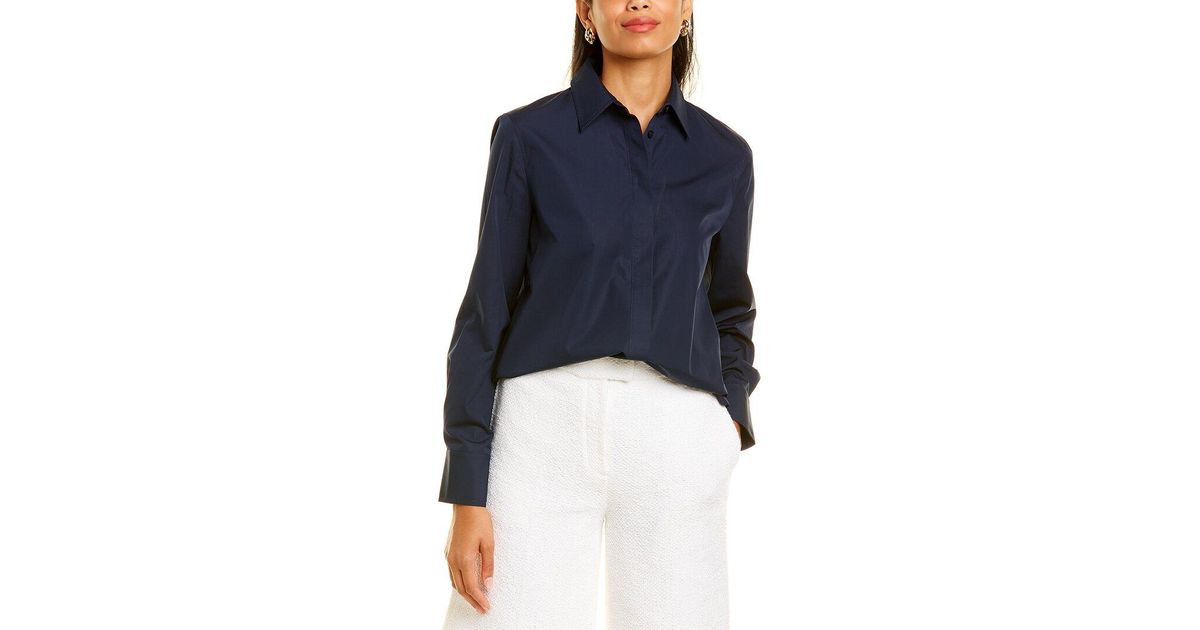 St. John Cotton Poplin Collar Blouse in 