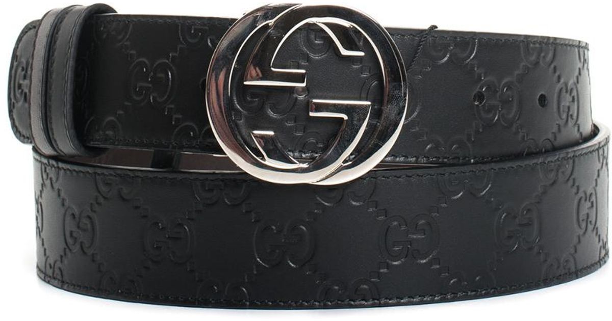 gucci signature leather belt mens