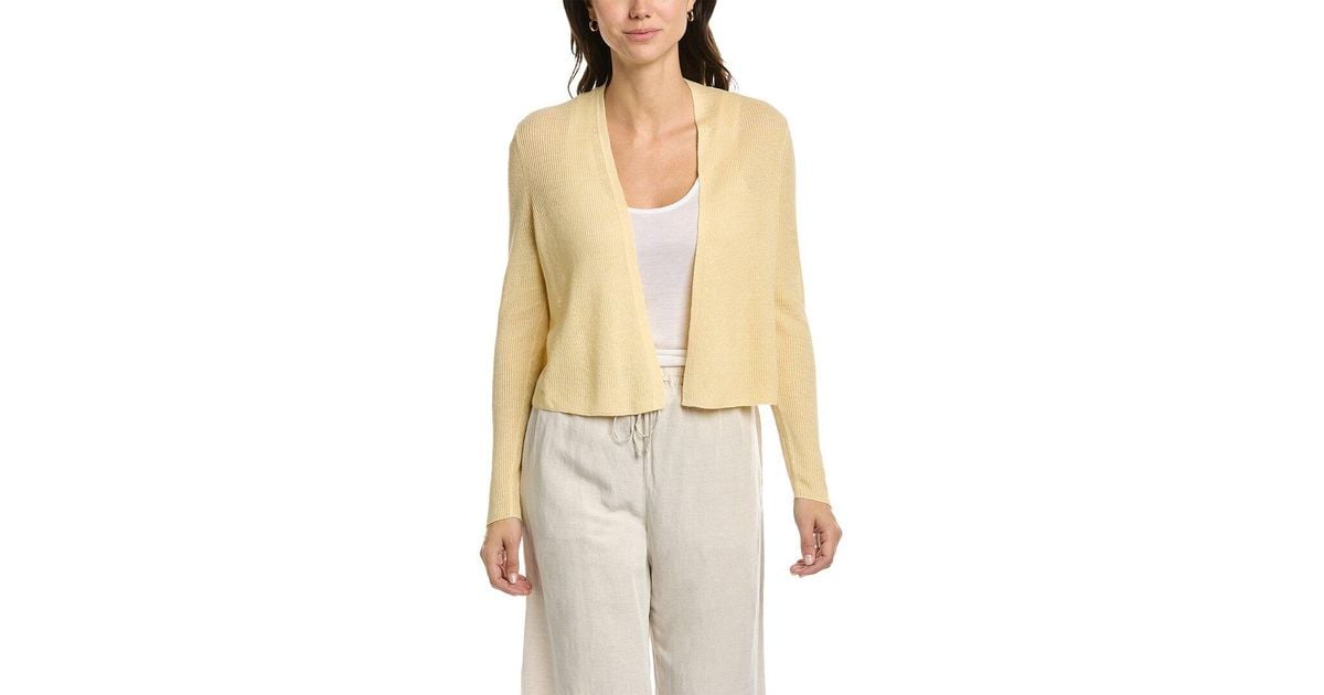Eileen Fisher Airy Tuck Linen-blend Cardigan in Natural | Lyst