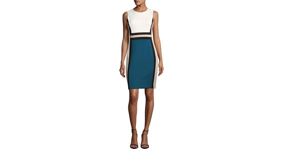 calvin klein colorblock sleeveless sheath dress