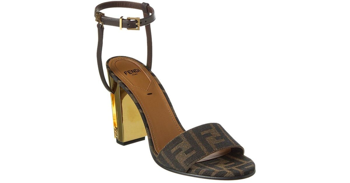 Fendi Delfina Ff & Leather Sandal in Brown | Lyst