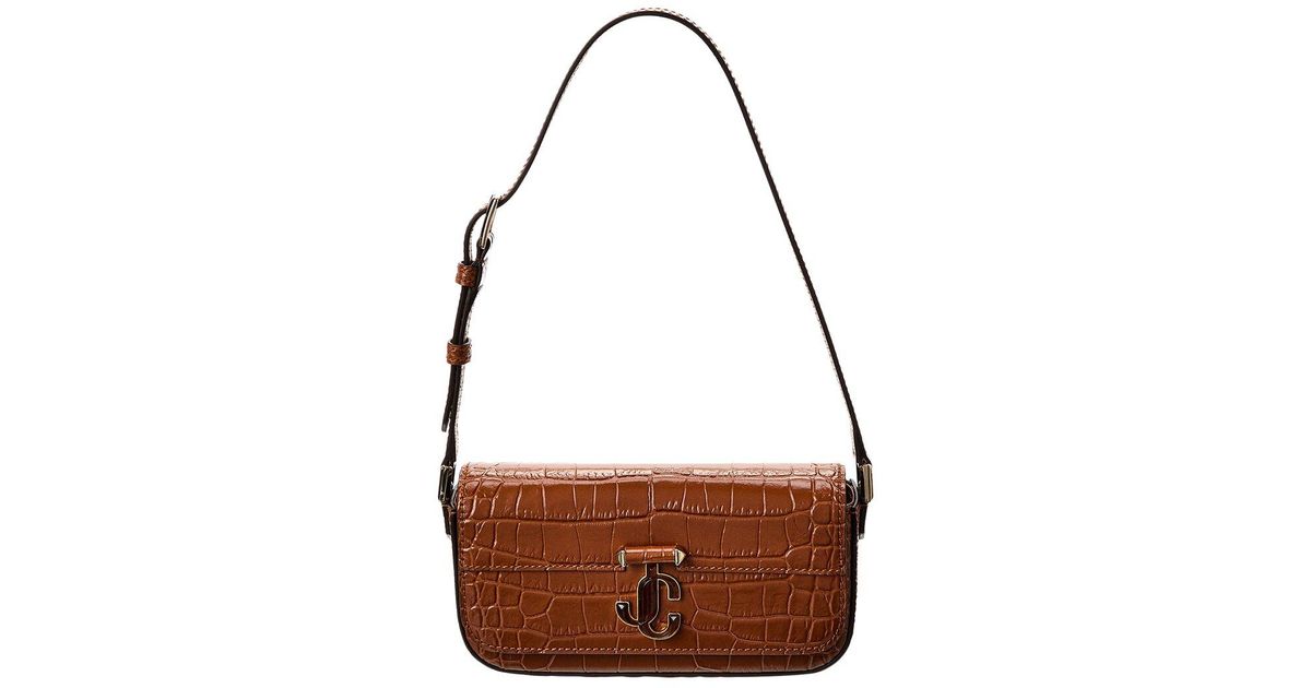 Croc-Embossed Leather Mini Crossbody Bag