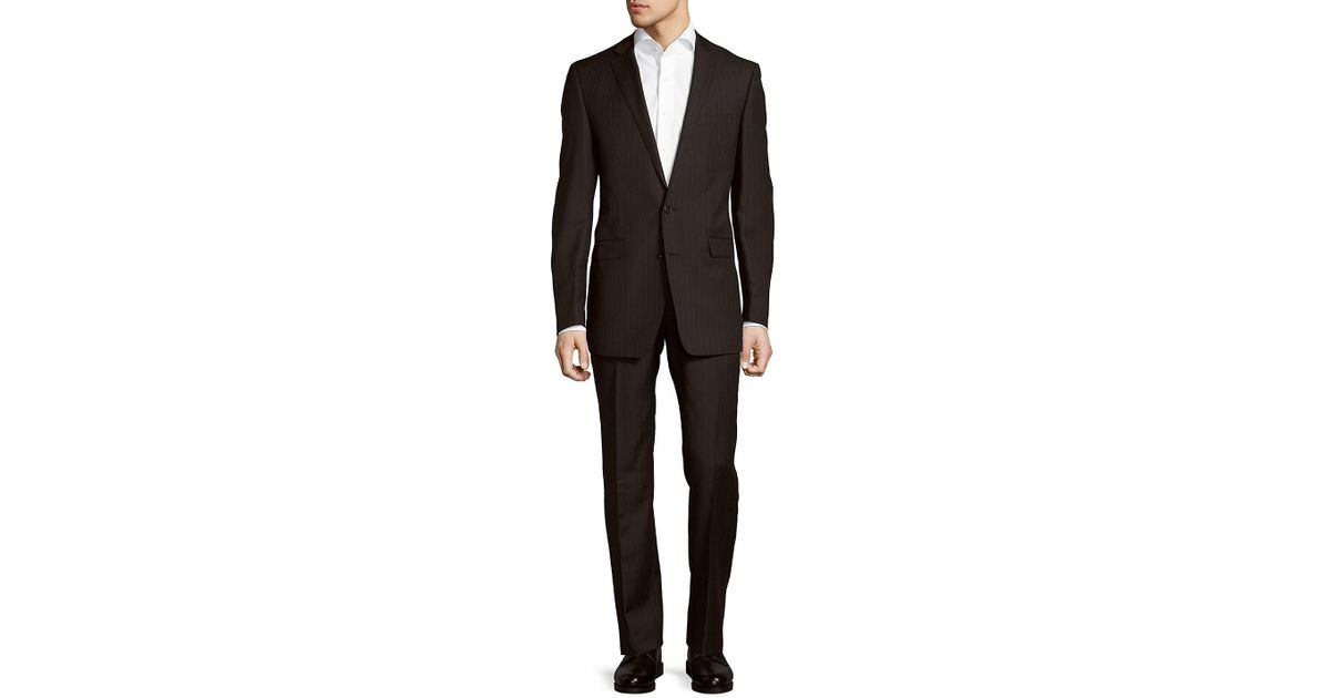 Lyst - Calvin Klein Pinstripe Wool Suit in Black for Men - Save 53. ...