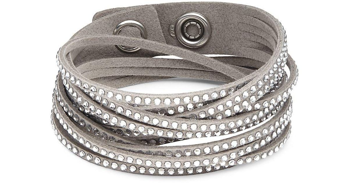 Swarovski Slake Crystal Studded Bracelet in Gray | Lyst