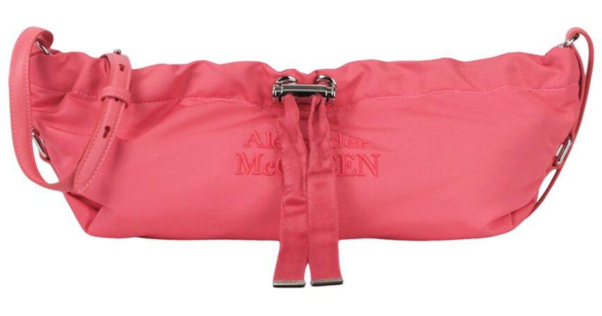McQueen Mini Nylon Shoulder Bag in Pink | Lyst