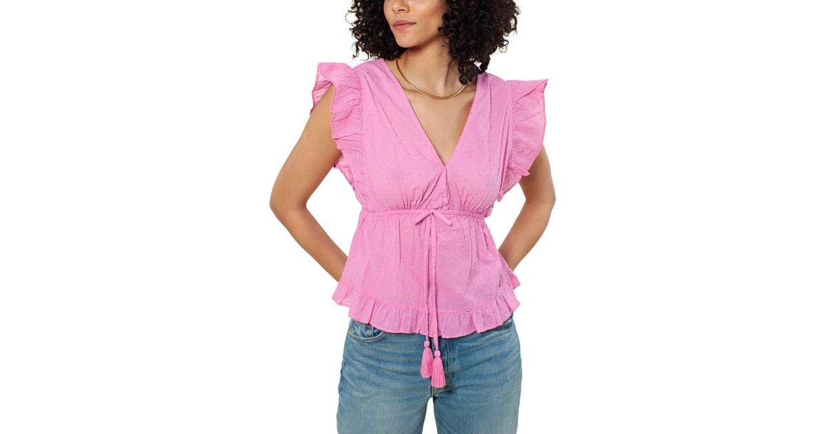 Hale Bob Cap Sleeve Solid Crop Top in Pink | Lyst