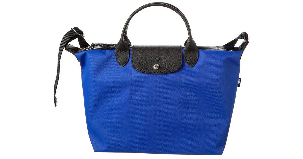 Longchamp Le Pliage Energy Medium Canvas Leather Tote in Blue Lyst