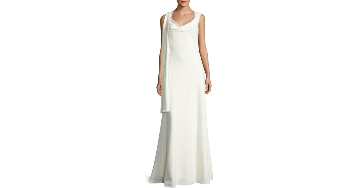 Narciso Rodriguez Silk Scarf Neck Gown In Cream Natural Lyst