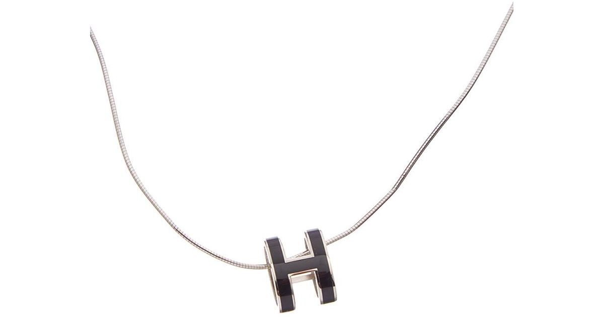 Hermès Pop H Lacquered Pendant Necklace in Metallic | Lyst UK