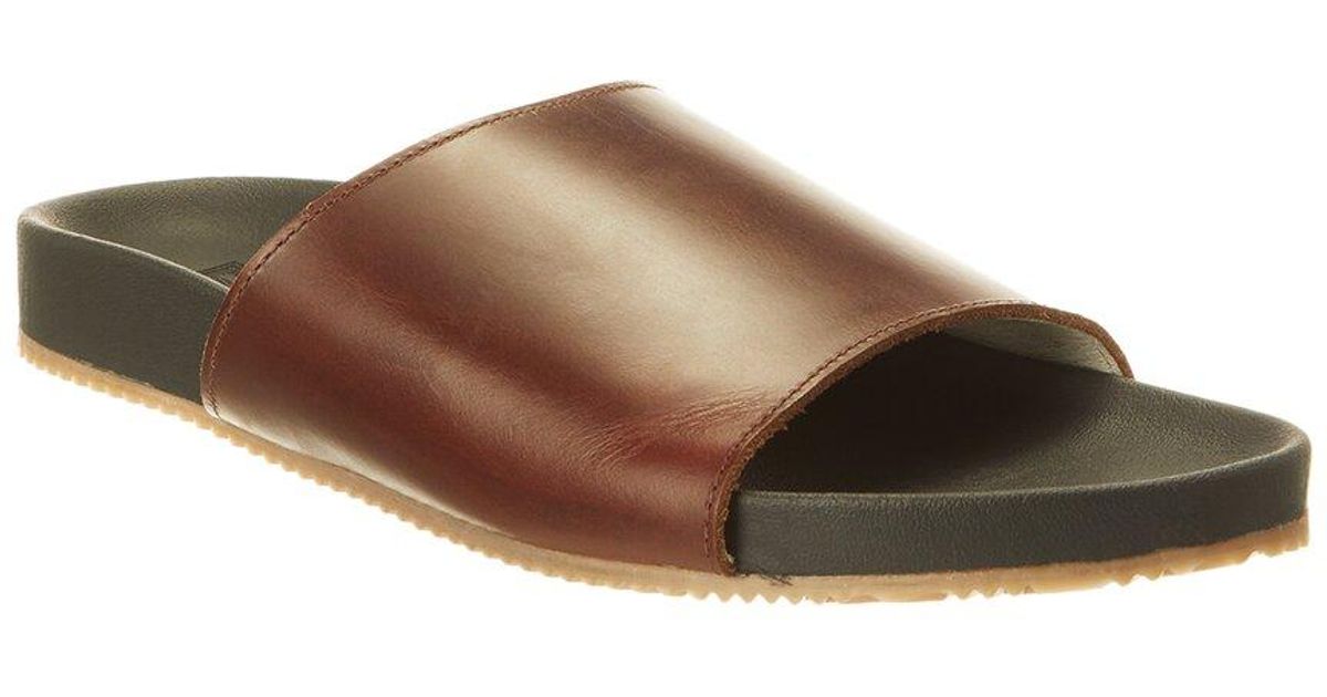 M by Bruno Magli Arthur Leather Slide in Brown for Men | Lyst